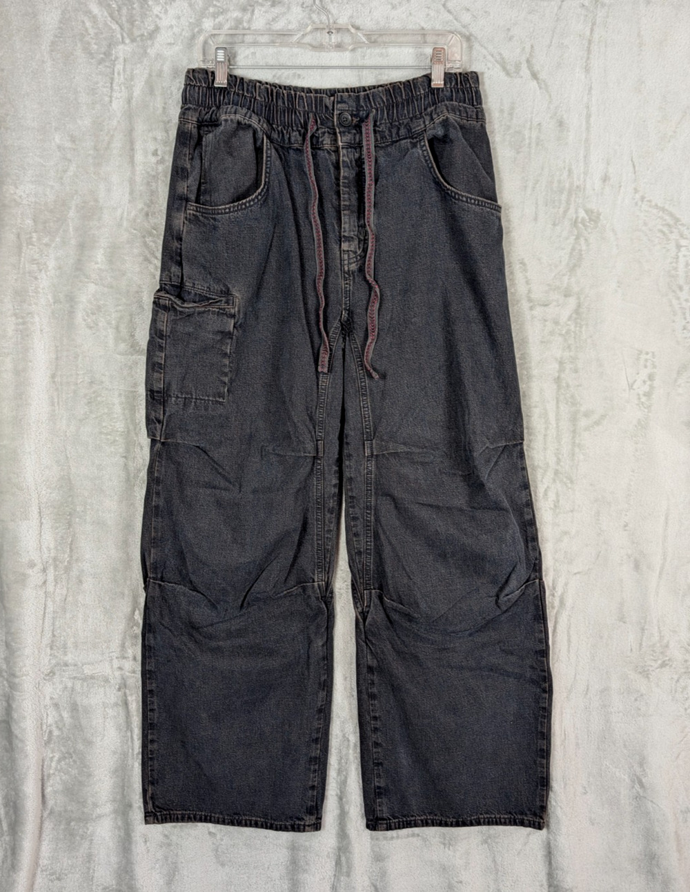 Free People We The Free Onset Pull-On Cargo Pants Size Medium Black Wide-leg